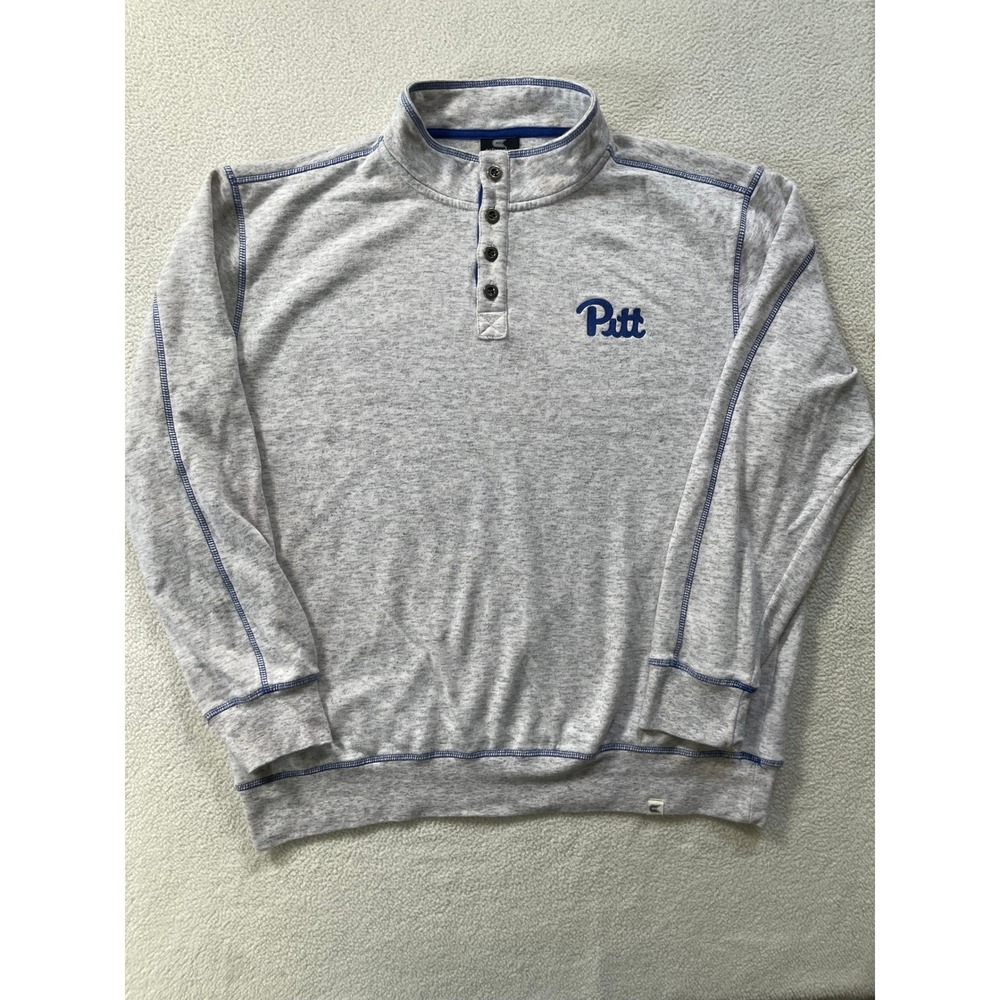 Colosseum Mens XXL Pullover Sweatshirt‎ Gray Pitt Panthers Henley Quarter Button
